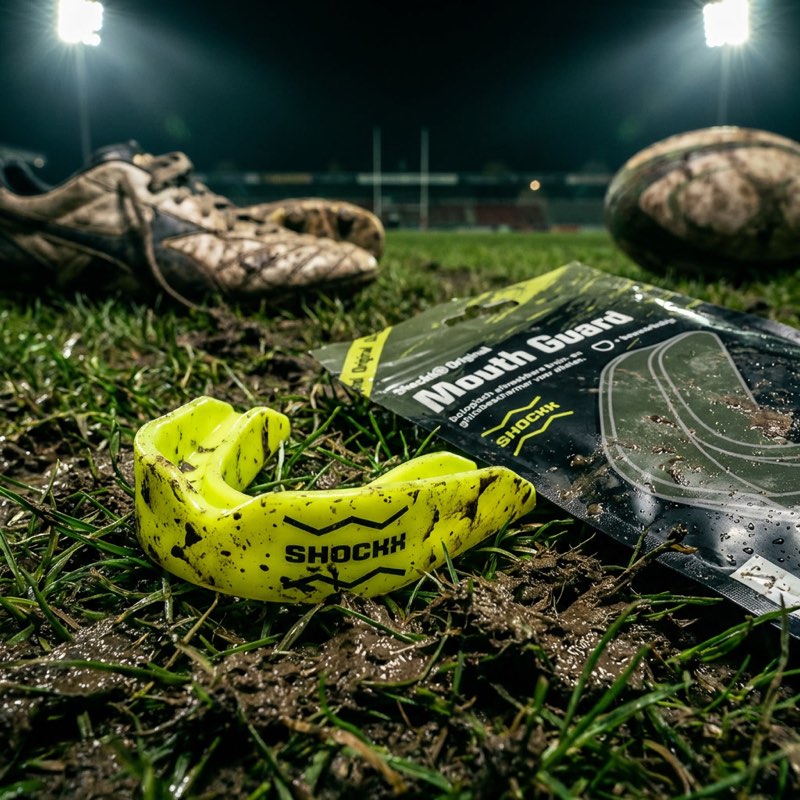 Campagnevisual van sportmerk ShockX: hardloopschoen in beweging