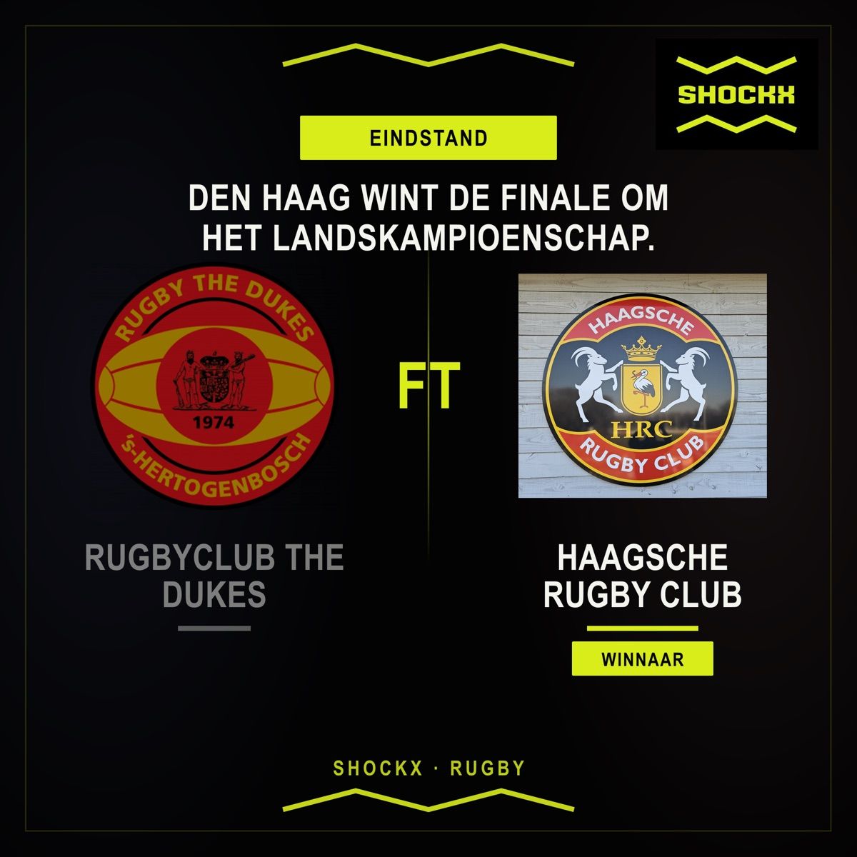 Automatisch gegenereerde matchday-graphic van Shockx