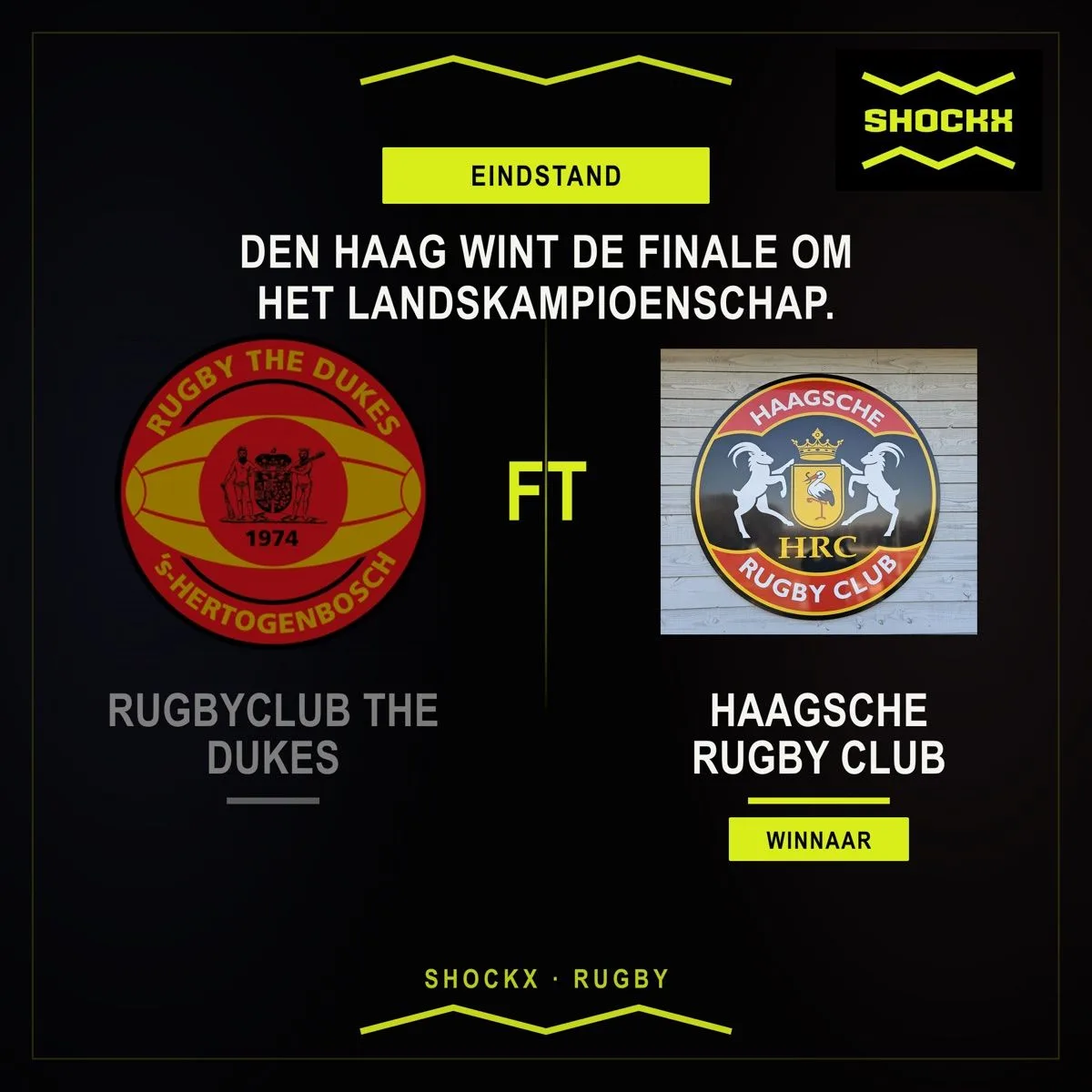 Automatisch gegenereerde Shockx-wedstrijdgraphic met eindstand van de finale